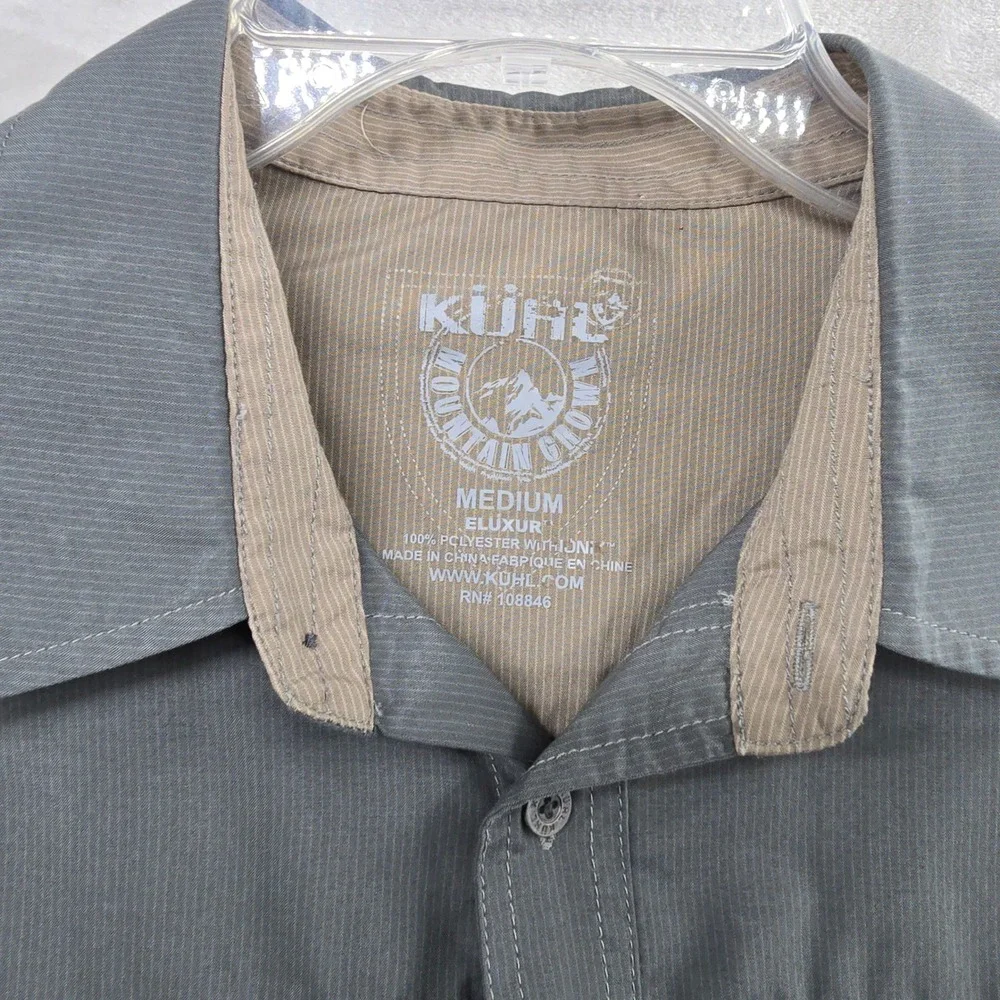 Kuhl Eluxur Shirt Mens Medium Gray Short Sleeve Button Up Hiking Technical - Picture 3 of 9